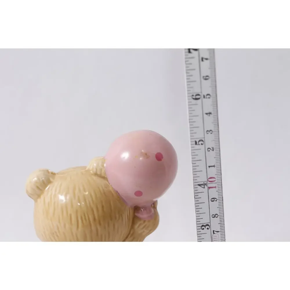 Shiah Yih Teddy Bear with Pink Balloon Ceramic Figurine Taiwan ~ 260702-WH 1207